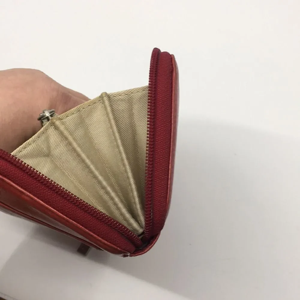 Hobo International Red Leather Zippy Accordion Zip Around Wallet